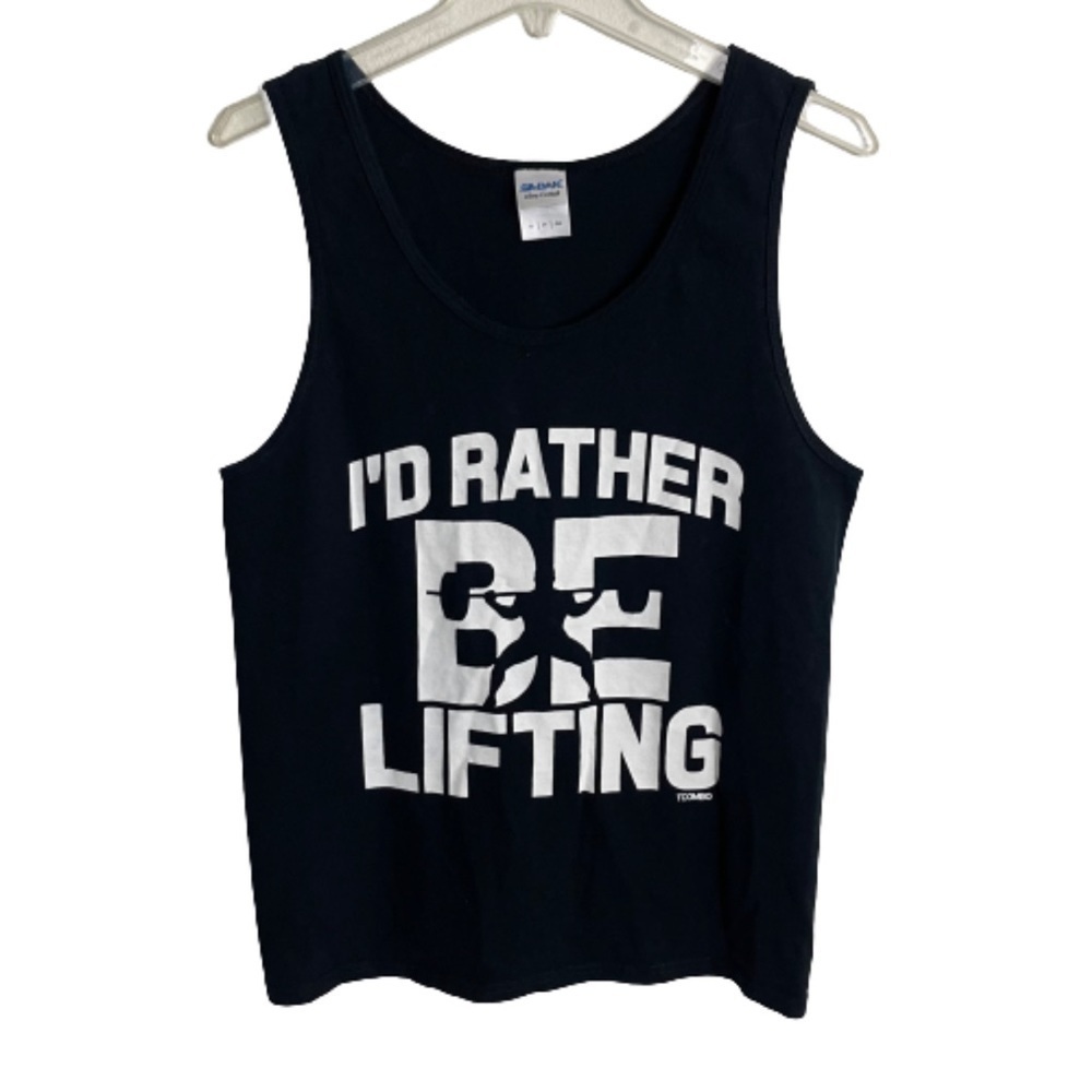 Men’s Gildan I’d Rather Be Lifting Black Muscle Tank Top Size Small!